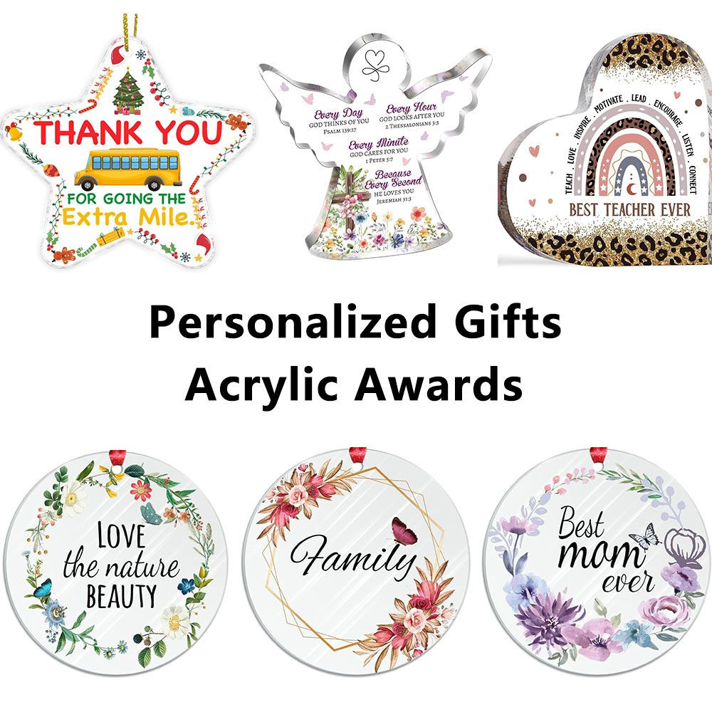 Custom logo printed Acrylic awards transparent plastic trophy acrylic made thank you gifts Christmas Ornaments