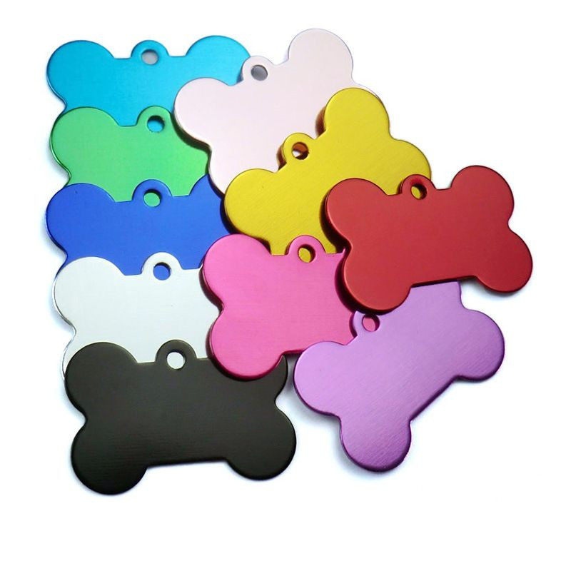 Bone Shape Stainless Steel Dog Tags Custom Logo QR Added Dog Tag Pendants Plenty Colors to choose