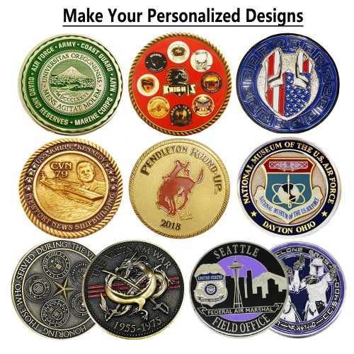 Custom Designed Challenge Coins Round Shape Engraved Logo on Both Side Gold Silver Coin