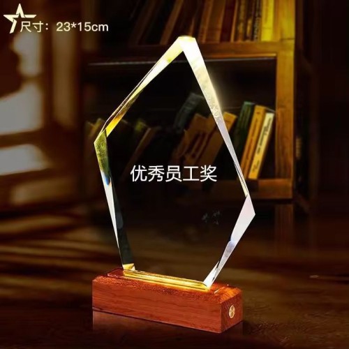 LED Trophies High Quality Crystal Glass Trophy Custom Logo Glass Awards with LED