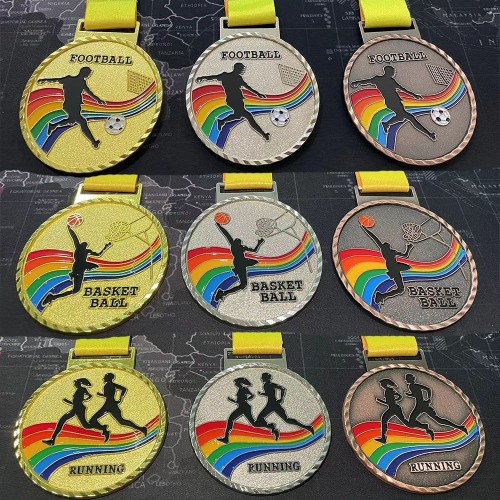Basketball Football Running Sports Award Zinc Alloy Metal Medal with Customized Logo Printed on the Center